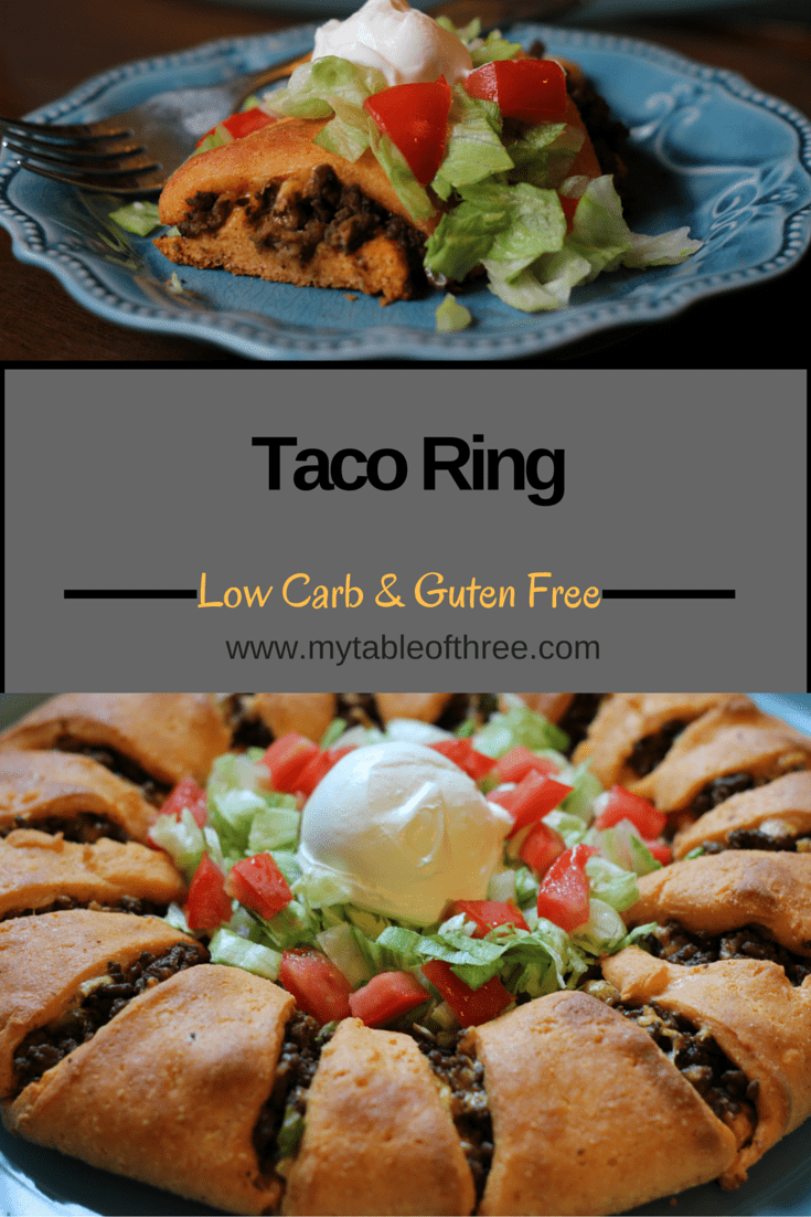 This Low Carb Taco Ring is gluten and grain free. It works well with low carb, keto and Trim Heatlhy Mama eating plans.