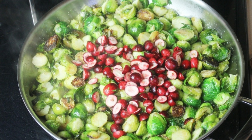 Festive Cranberry Brussel Sprouts are a delicious holiday side dish.